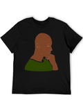 Contemplative Man Graphic Tee - Black