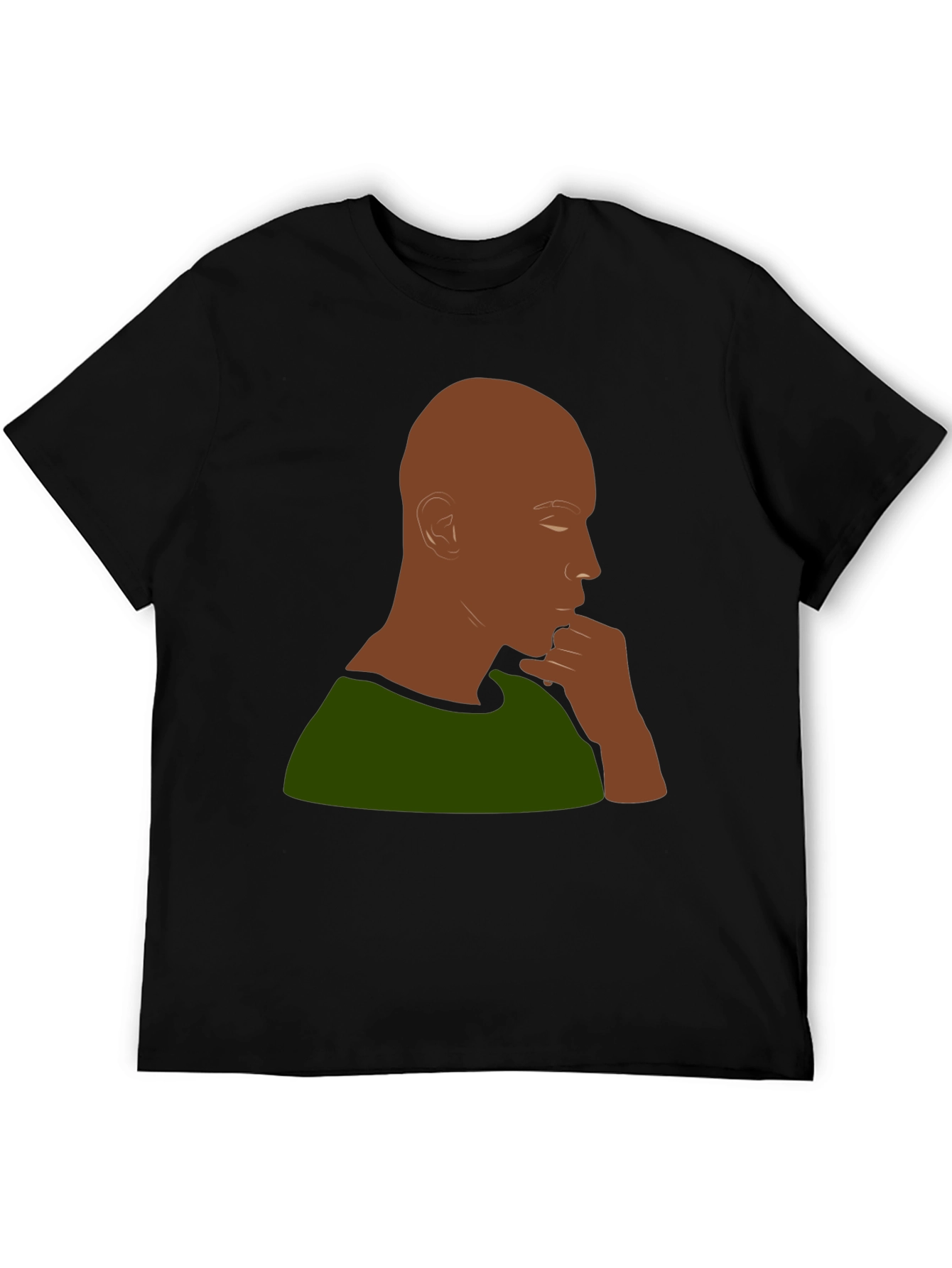 Contemplative Man Graphic Tee - Black