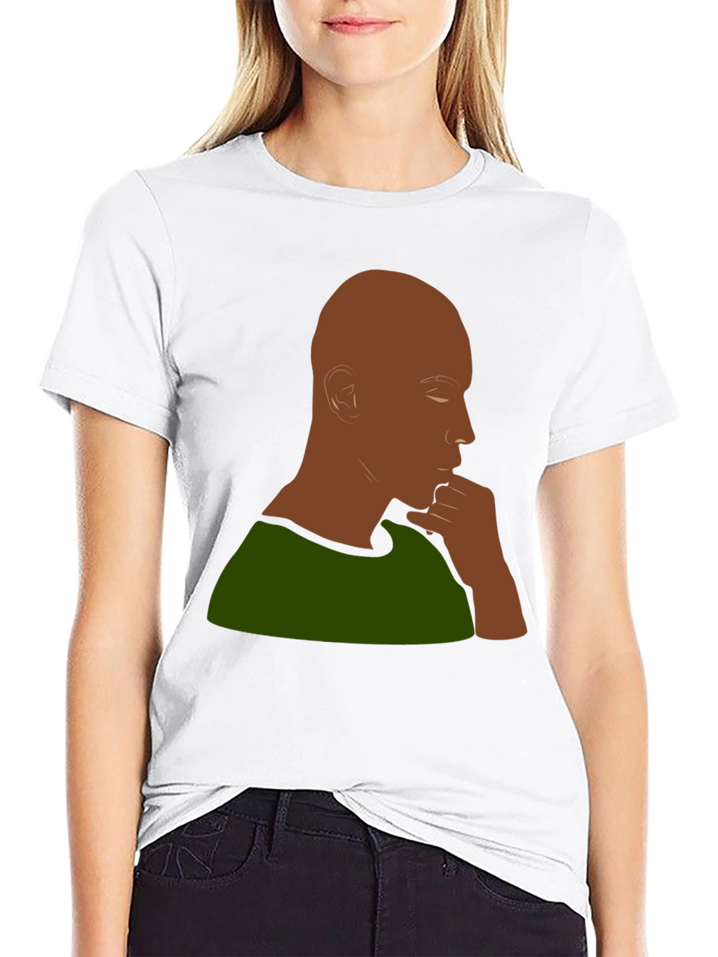 Contemplative Man Graphic Tee - Black
