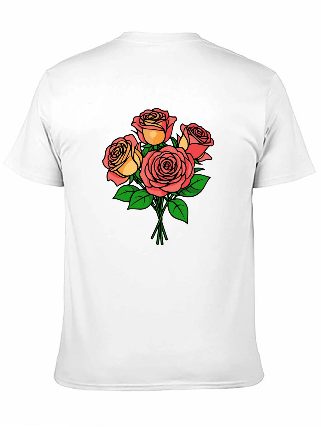 Floral Rose Bouquet Black T-Shirt