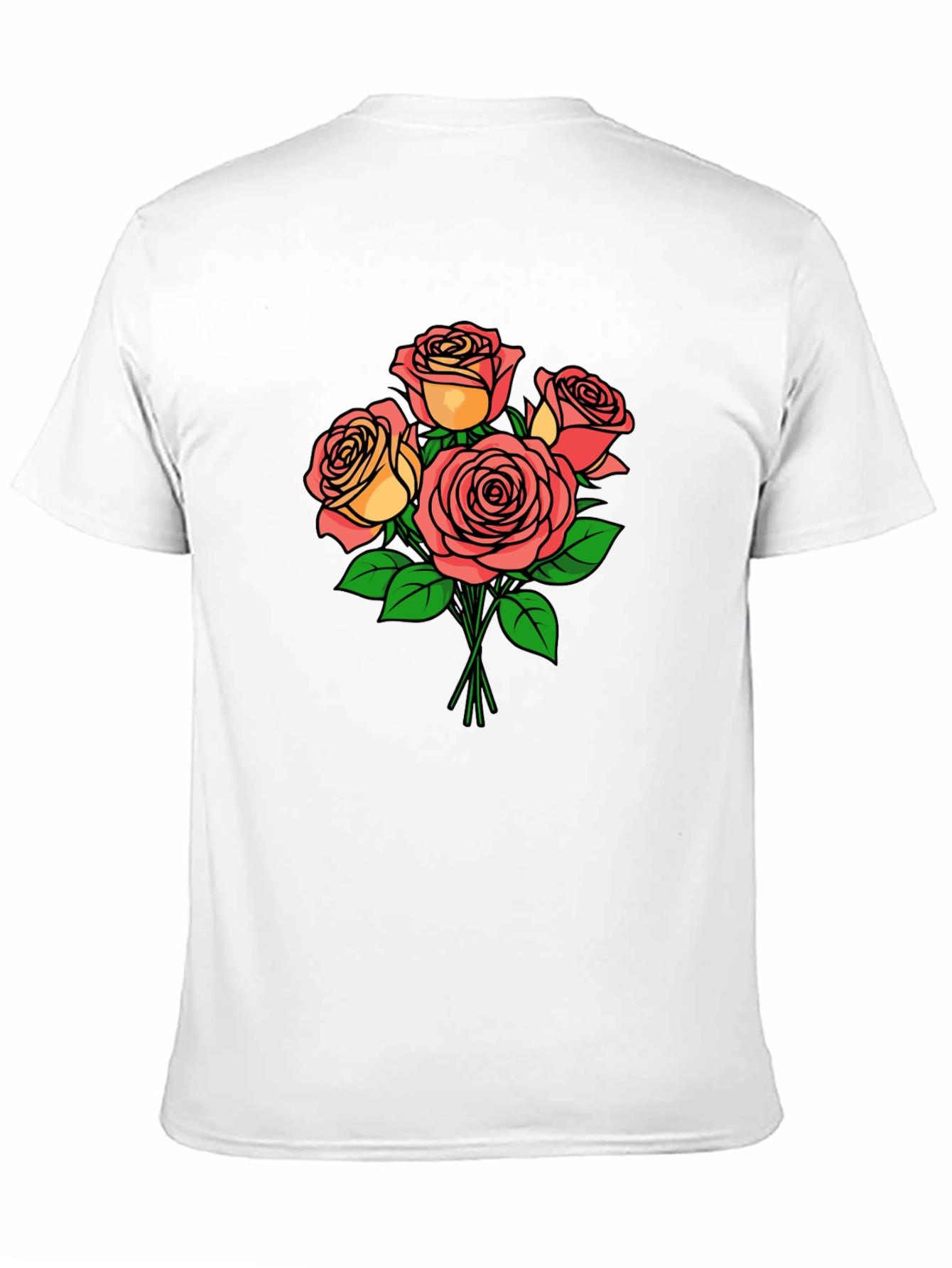 Floral Rose Bouquet Black T-Shirt