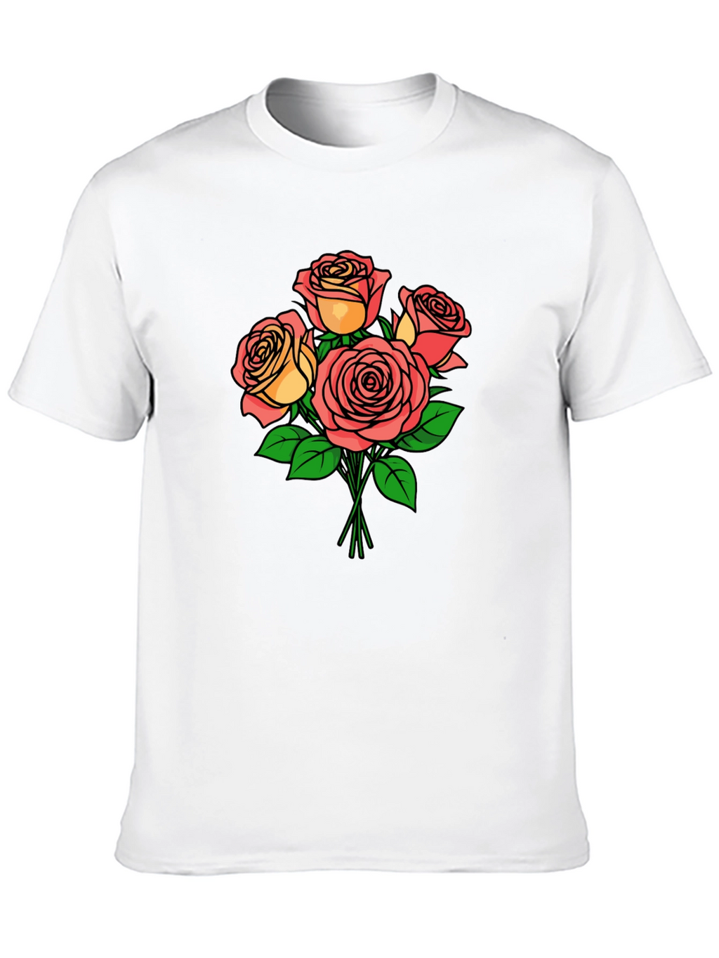 Floral Rose Bouquet Black T-Shirt