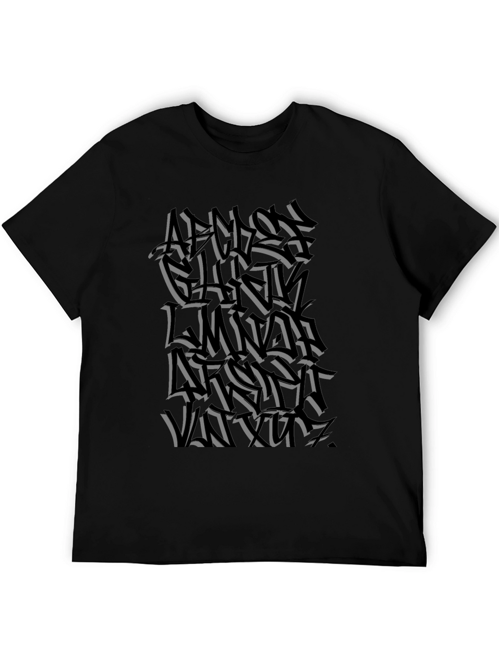 Abstract Graffiti Print Black T-Shirt