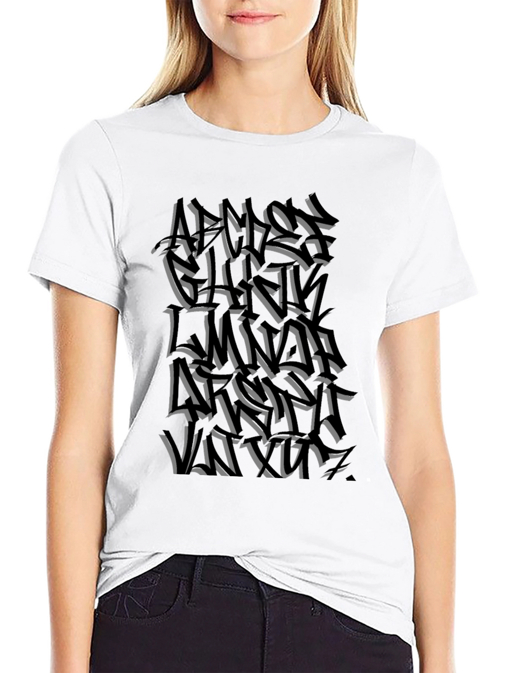 Abstract Graffiti Print Black T-Shirt