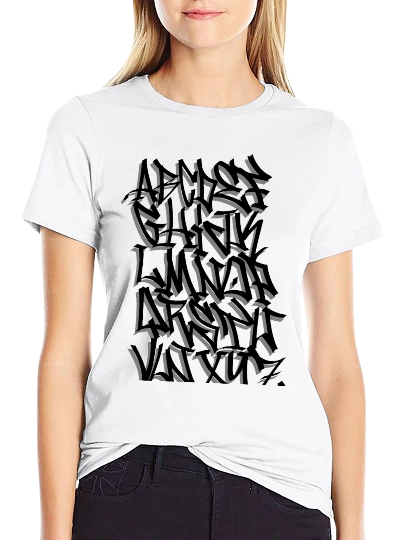 Abstract Graffiti Print Black T-Shirt