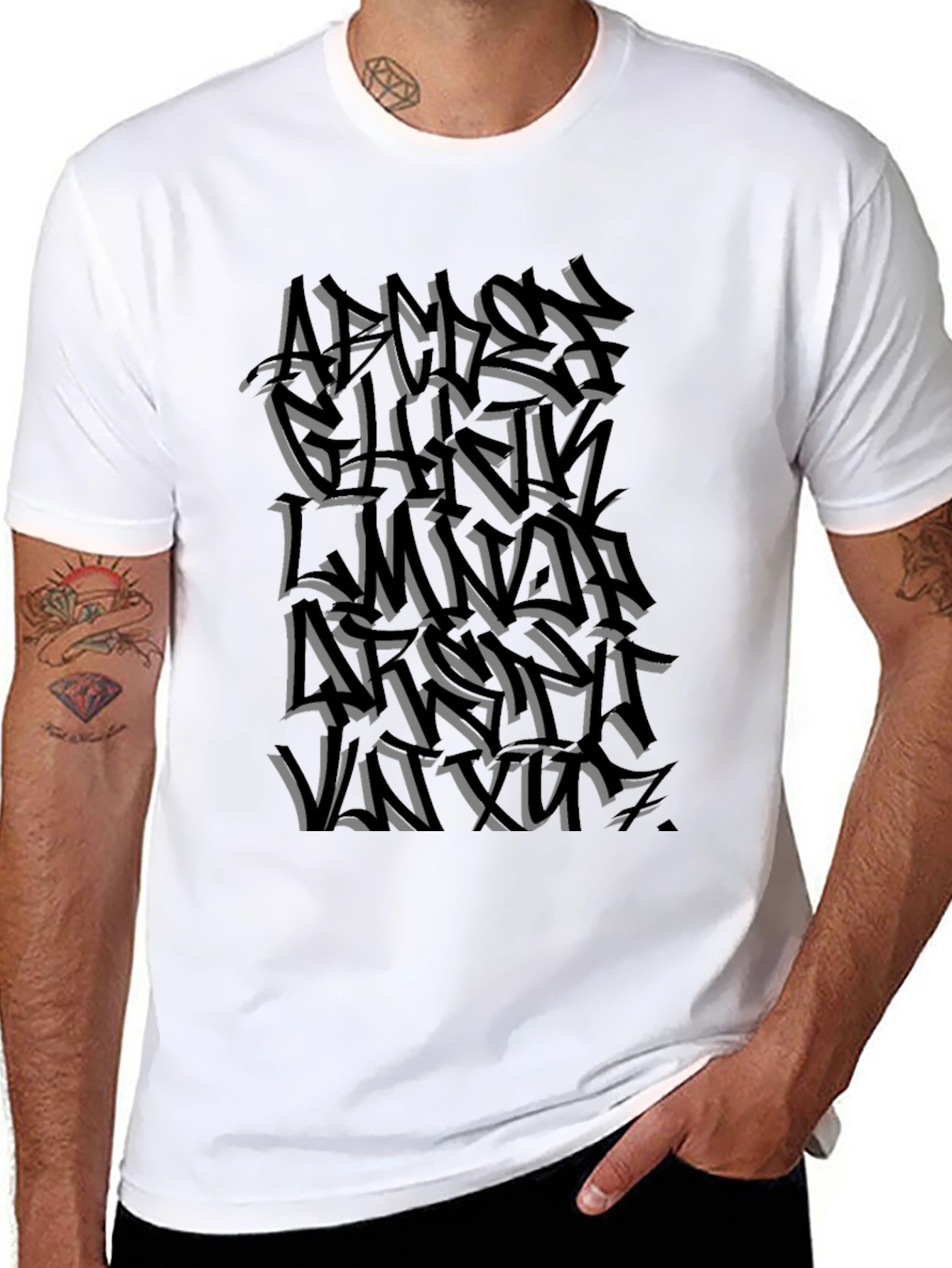 Abstract Graffiti Print Black T-Shirt