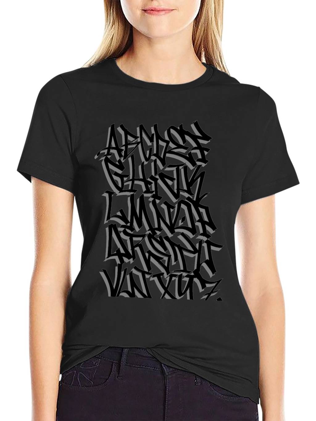Abstract Graffiti Print Black T-Shirt