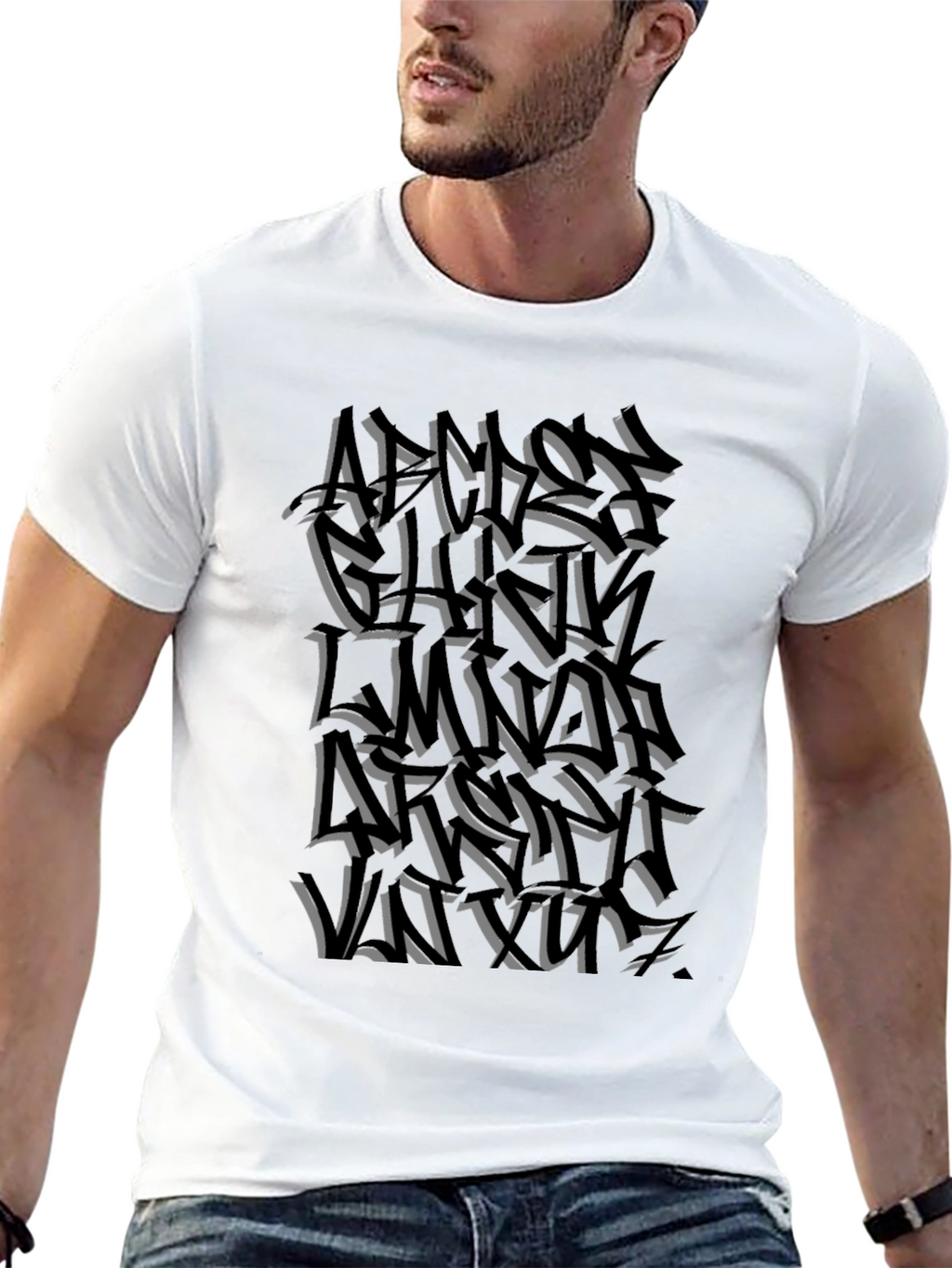 Abstract Graffiti Print Black T-Shirt