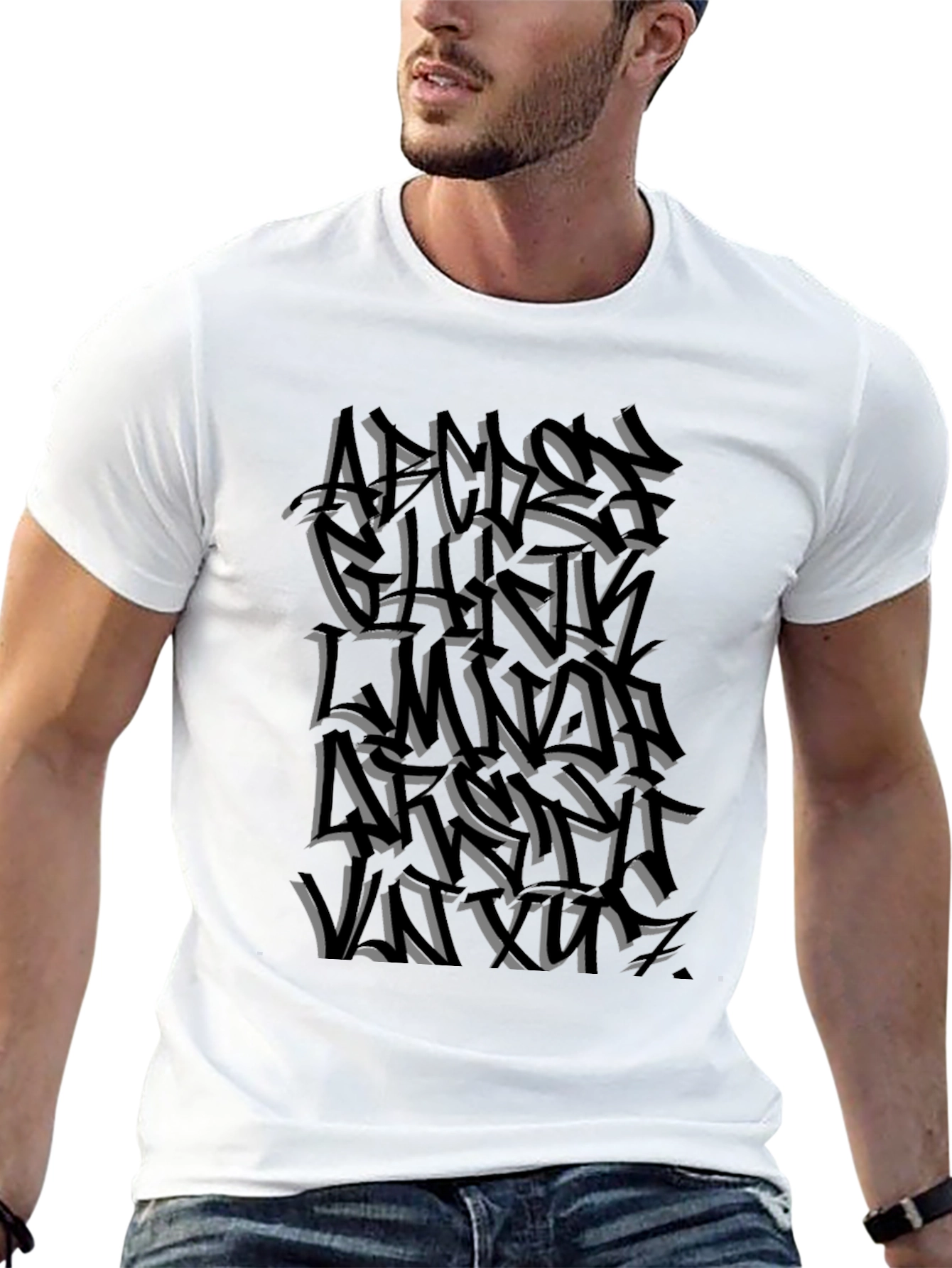 Abstract Graffiti Print Black T-Shirt