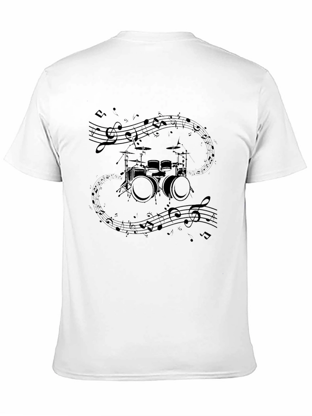 Drum Kit Music Notes Graphic Tee