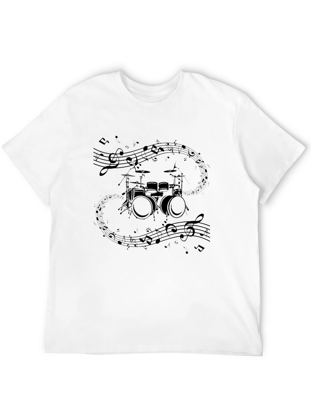 Drum Kit Music Notes Graphic Tee