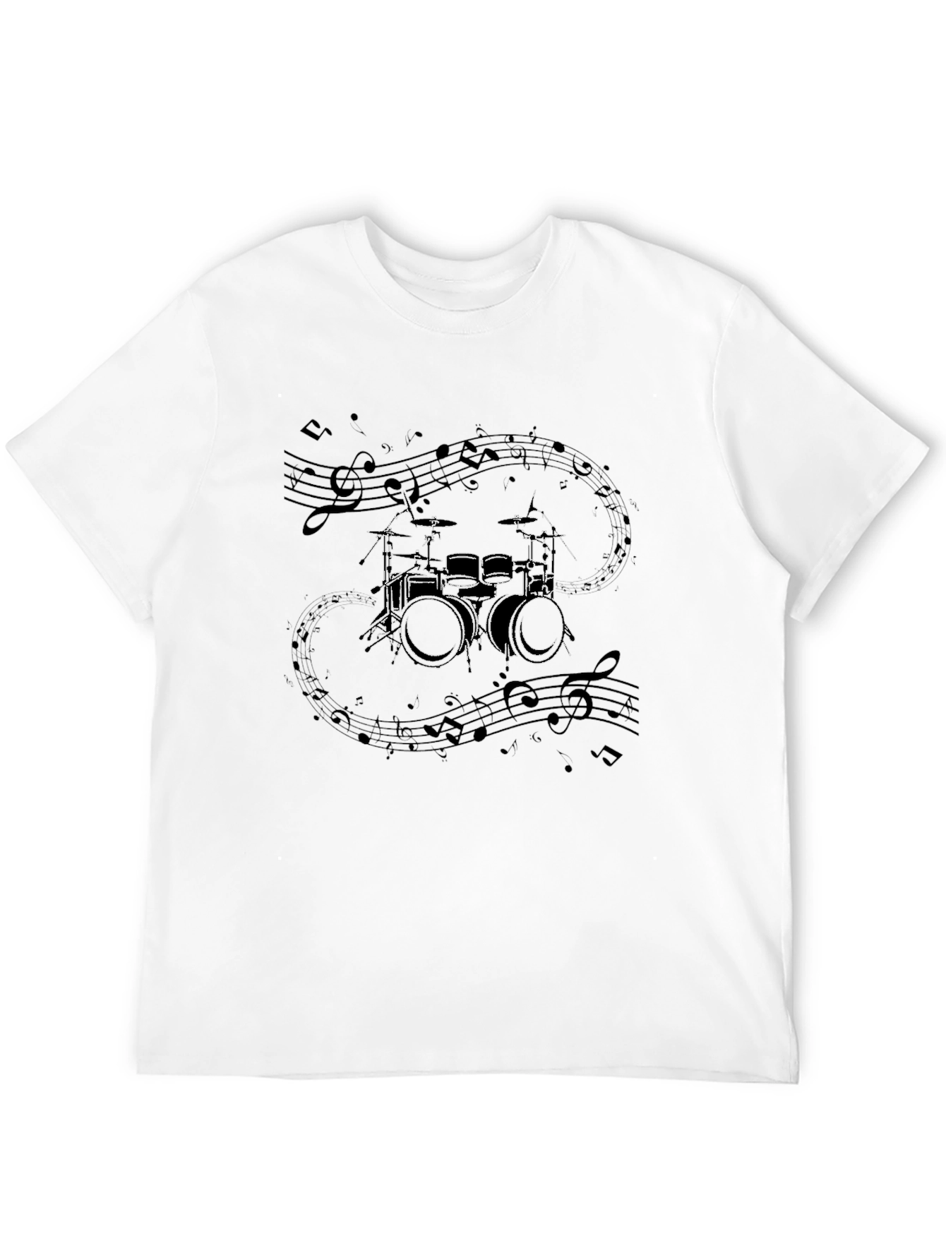 Drum Kit Music Notes Graphic Tee