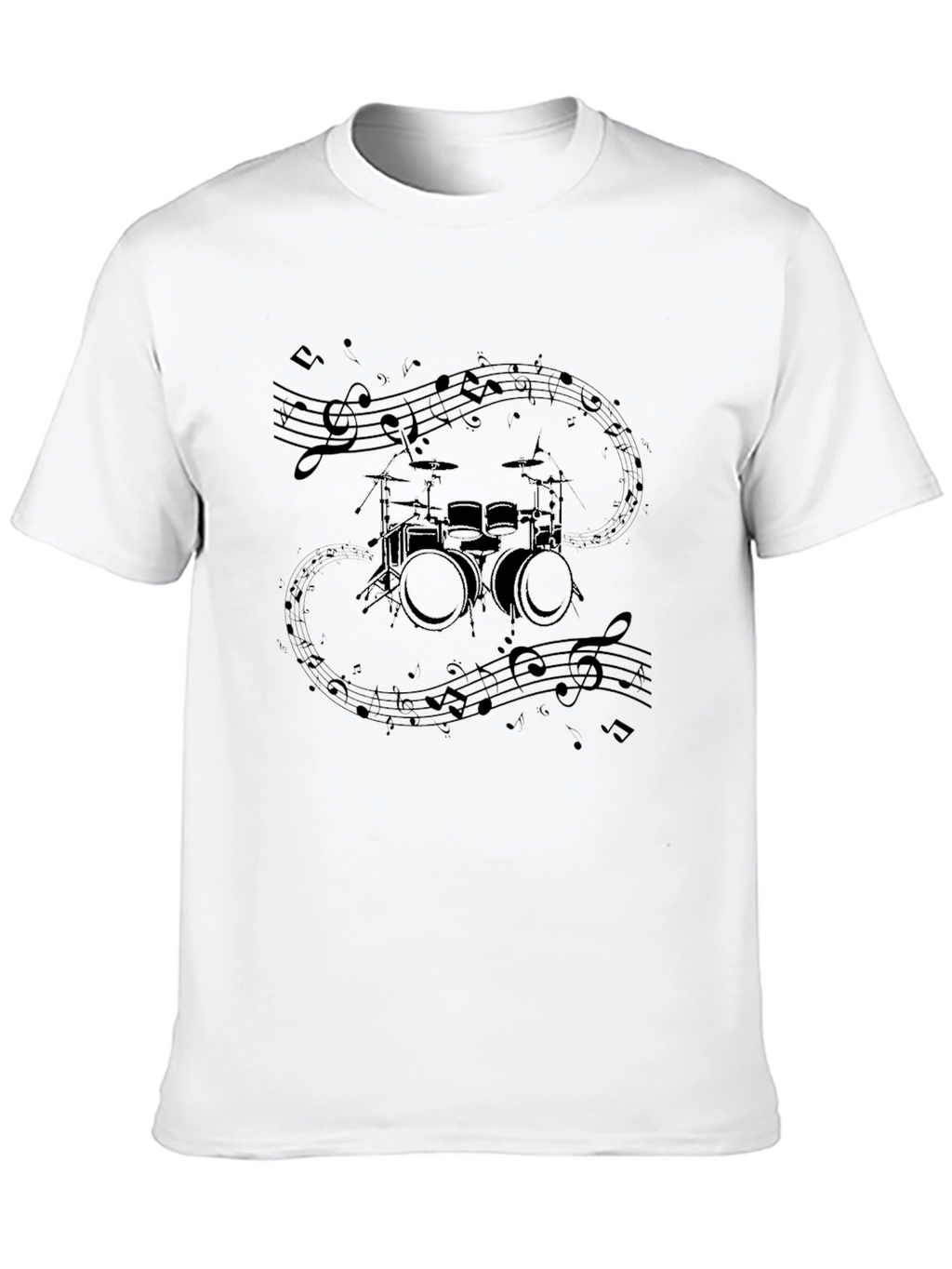 Drum Kit Music Notes Graphic Tee