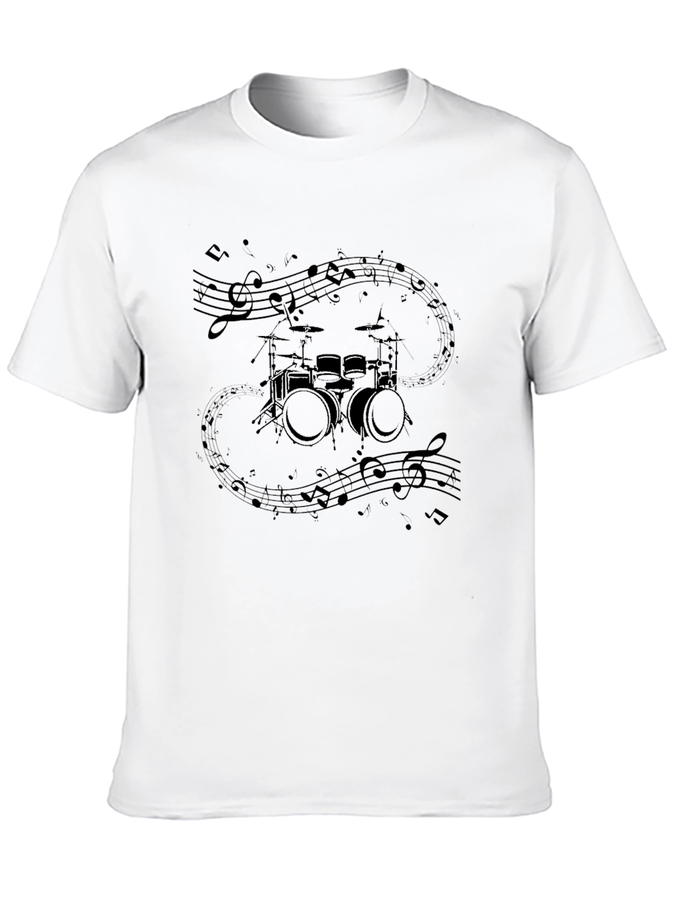 Drum Kit Music Notes Graphic Tee
