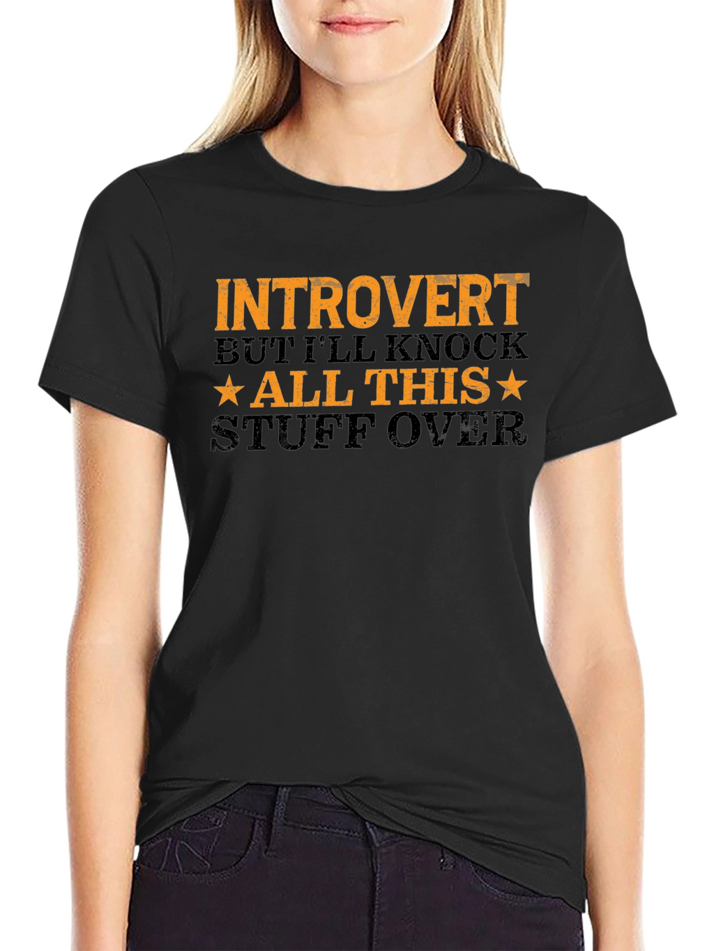 Introvert Graphic Tee - Black Cotton T-Shirt