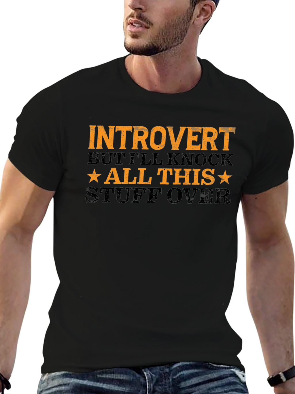 Introvert Graphic Tee - Black Cotton T-Shirt