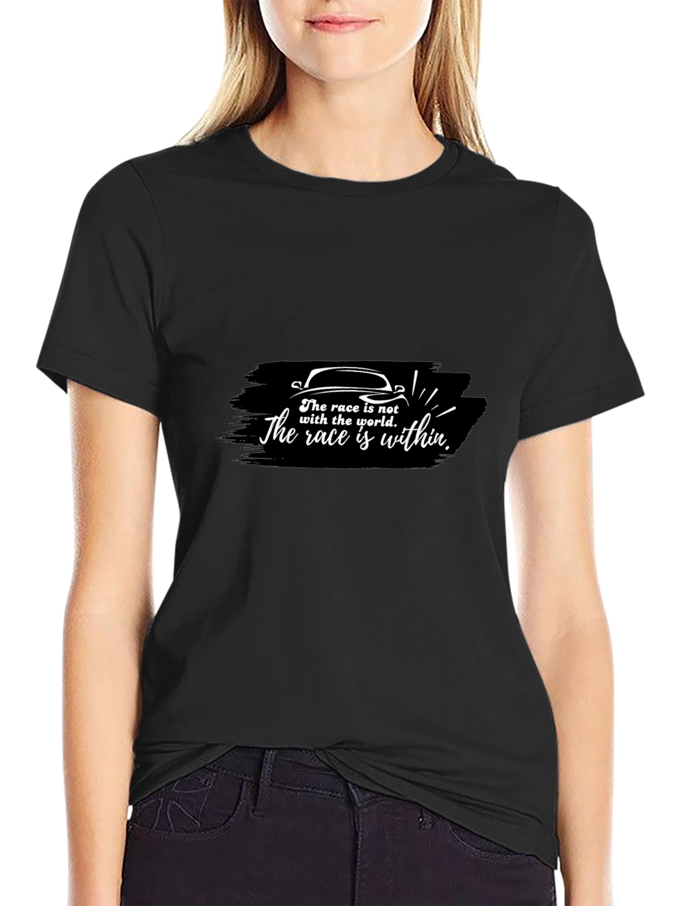 Motivational Race Car Graphic Tee - Black