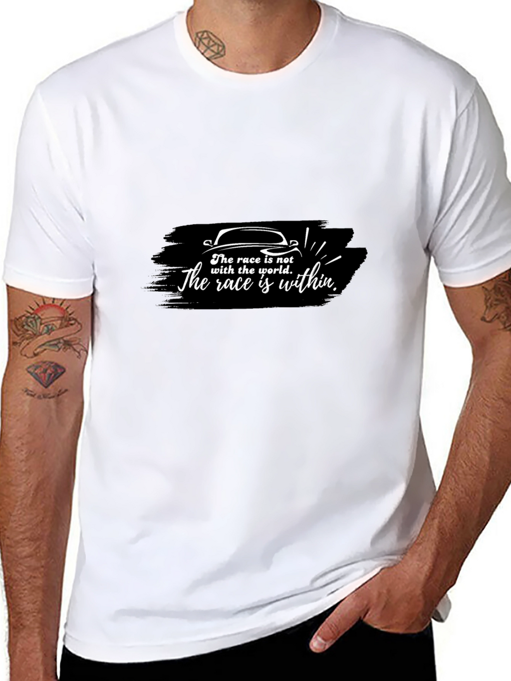 Motivational Race Car Graphic Tee - Black