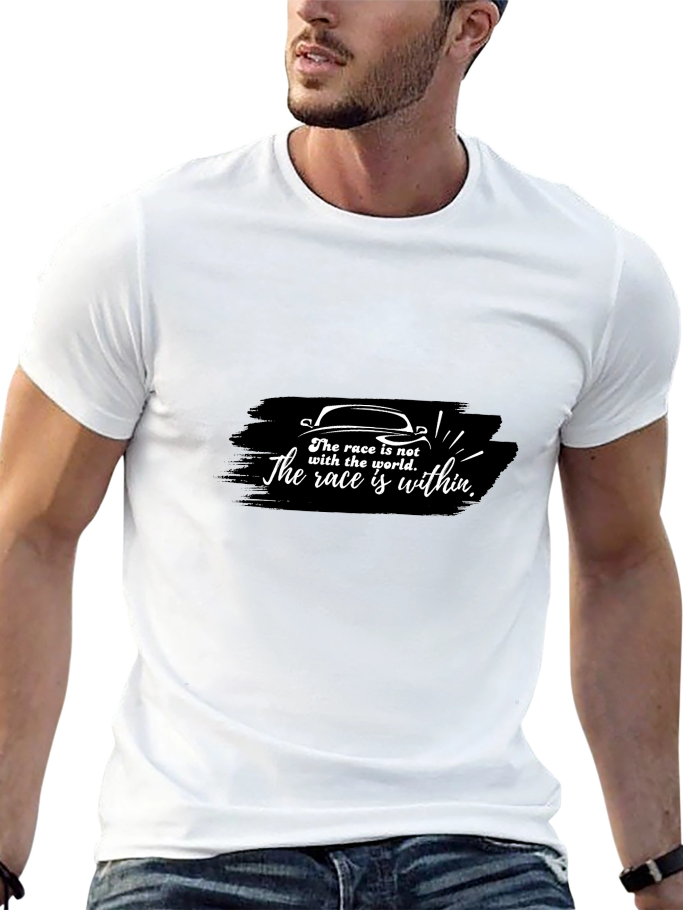 Motivational Race Car Graphic Tee - Black