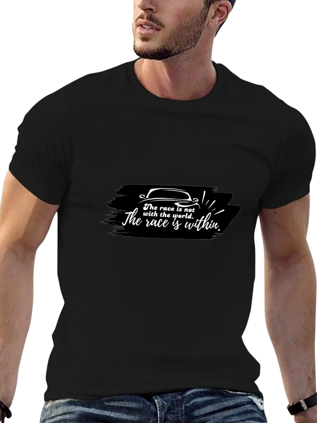Motivational Race Car Graphic Tee - Black