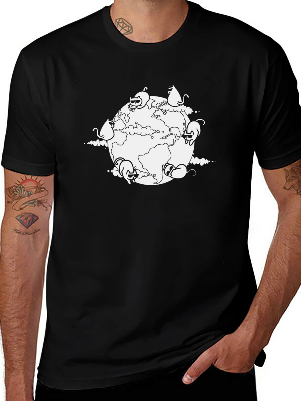 Cat Planet T-Shirt - Black Cotton Tee