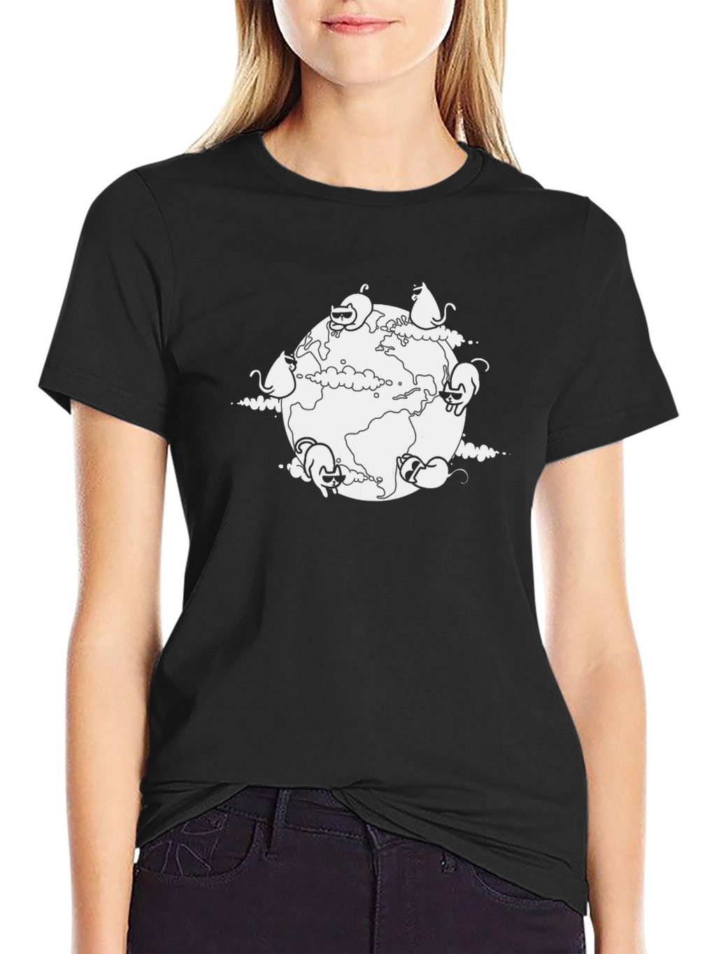 Cat Planet T-Shirt - Black Cotton Tee