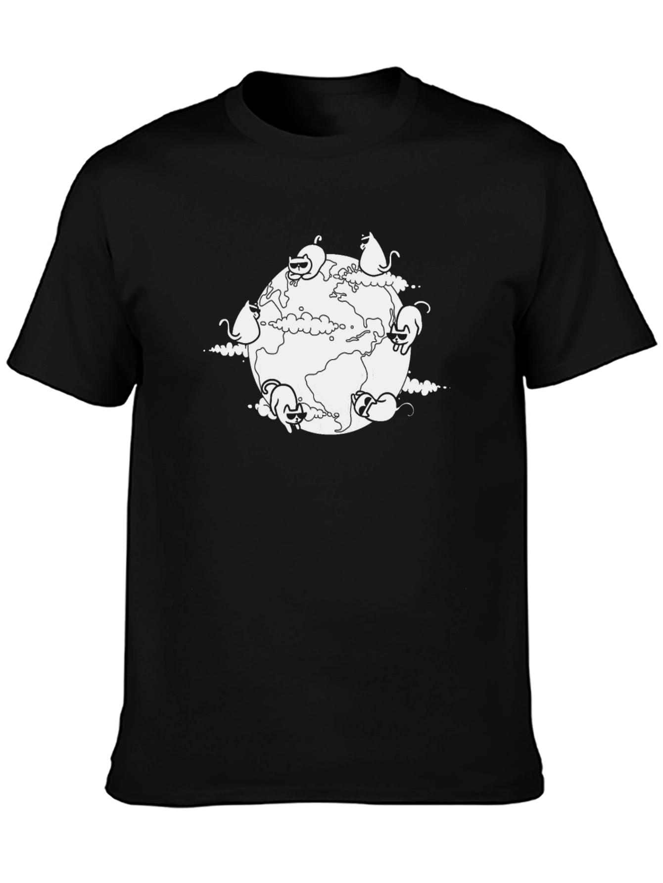 Cat Planet T-Shirt - Black Cotton Tee