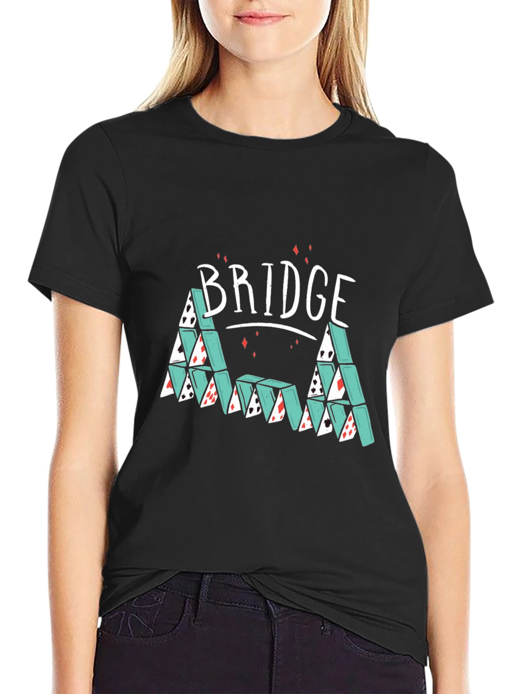Bridge Card House Graphic Tee - Playful Design