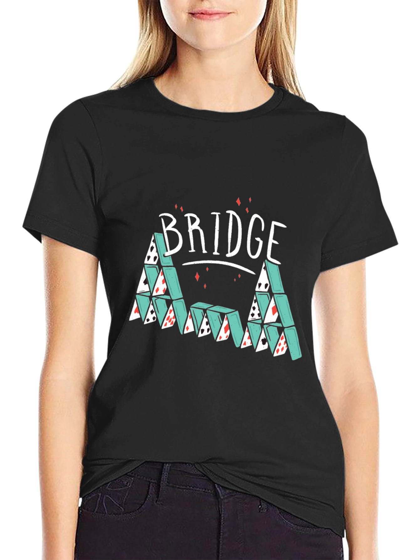 Bridge Card House Graphic Tee - Playful Design