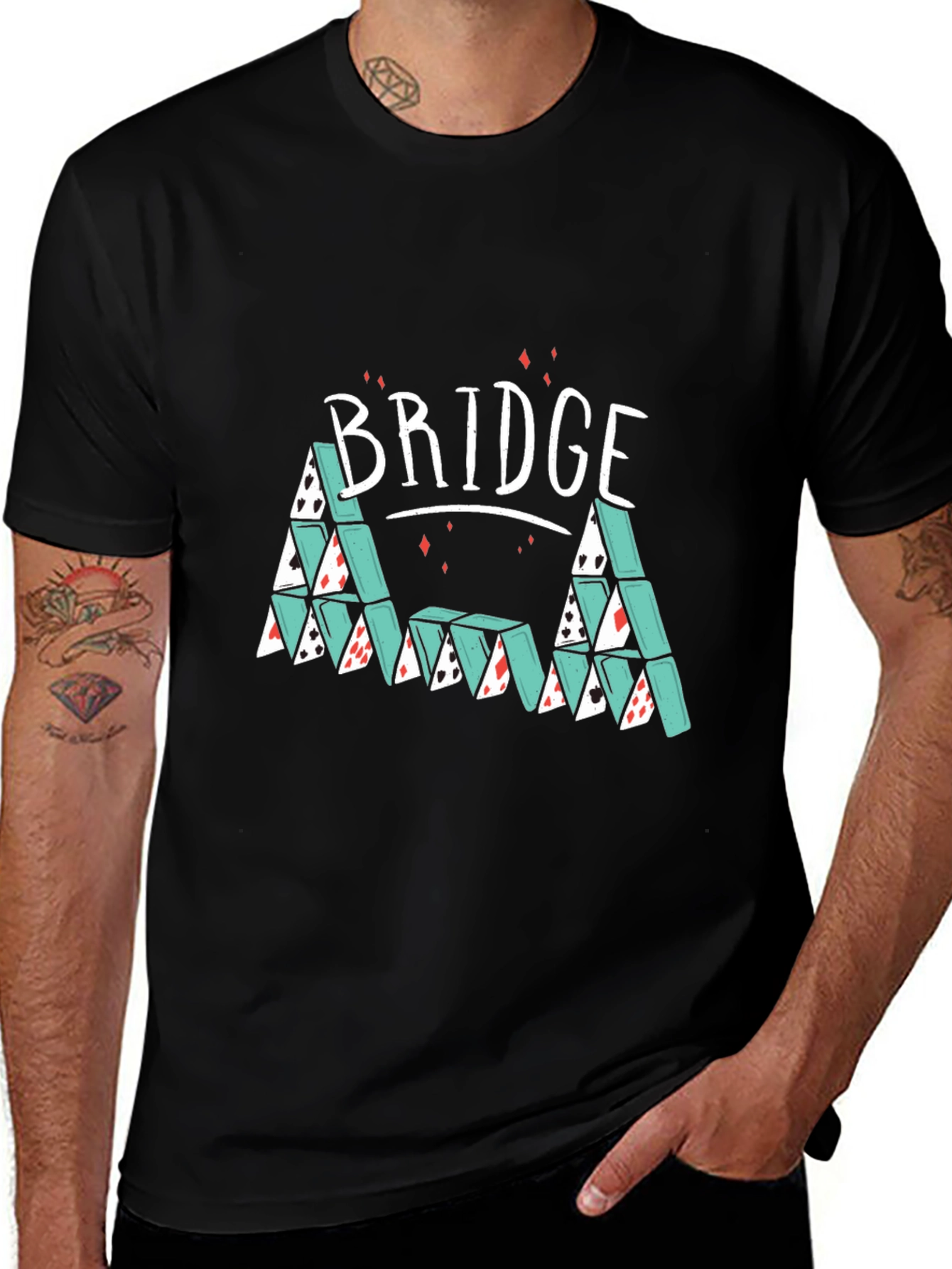 Bridge Card House Graphic Tee - Playful Design