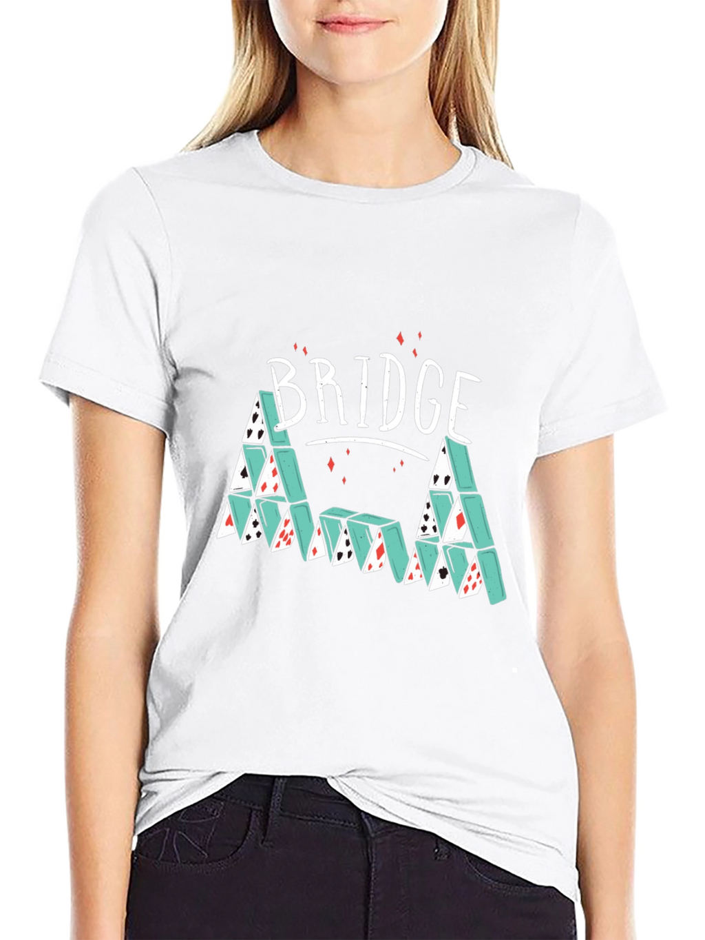 Bridge Card House Graphic Tee - Playful Design
