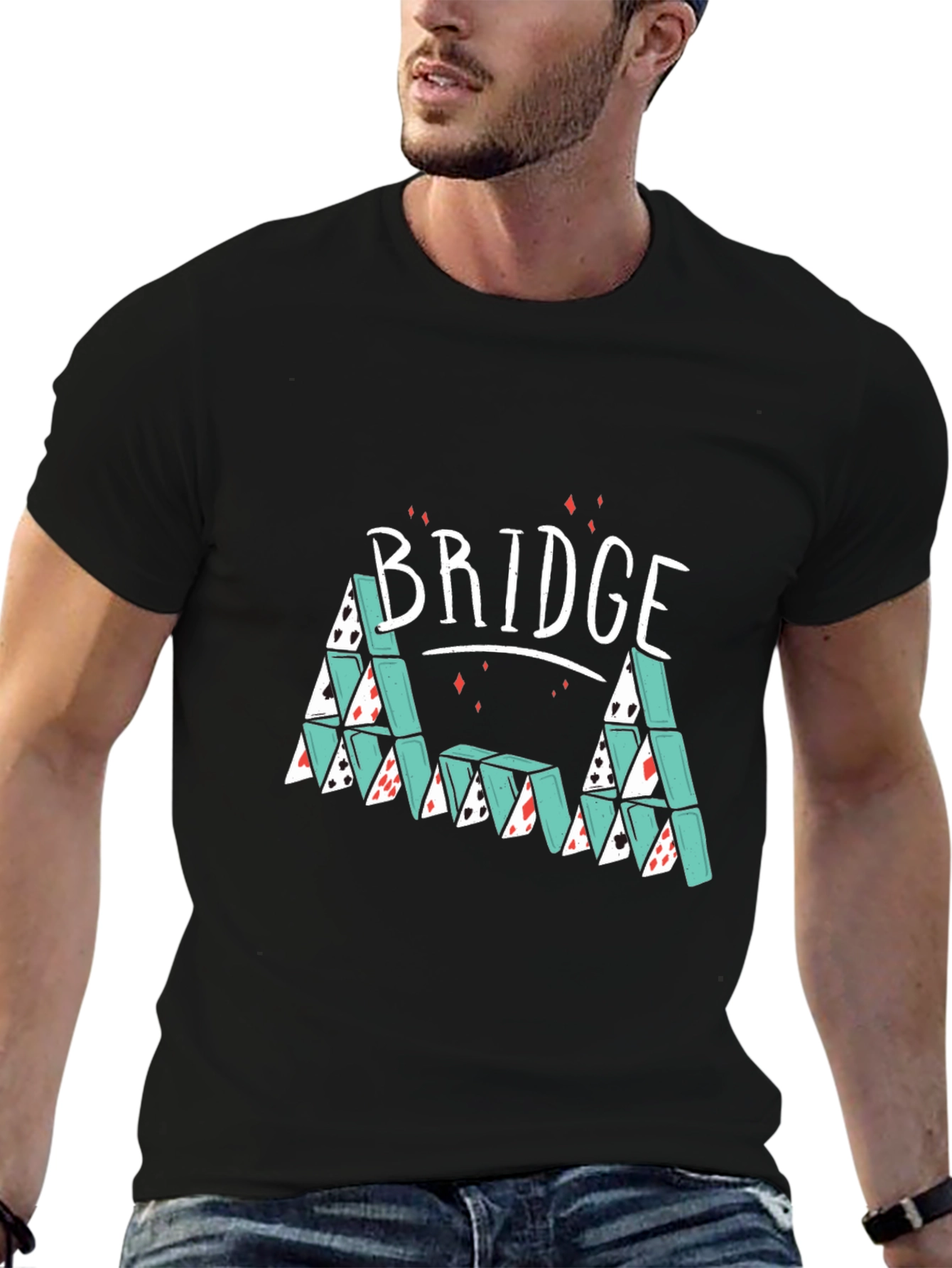 Bridge Card House Graphic Tee - Playful Design