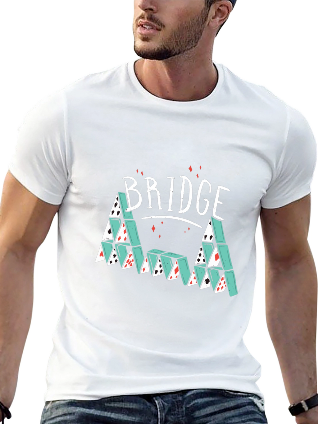 Bridge Card House Graphic Tee - Playful Design