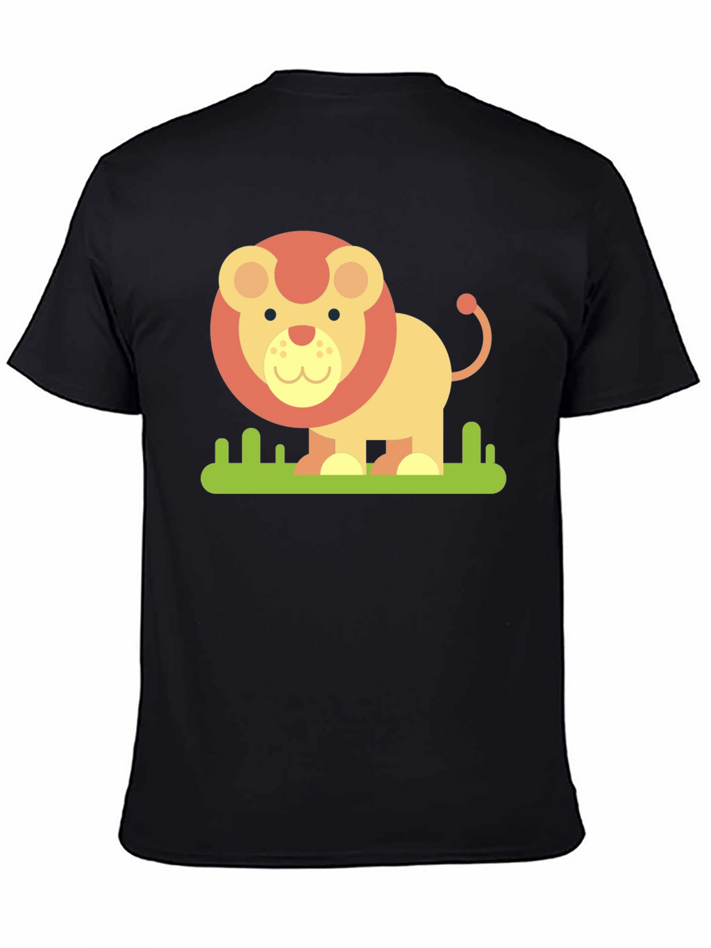 Cute Cartoon Lion Graphic Tee - Black