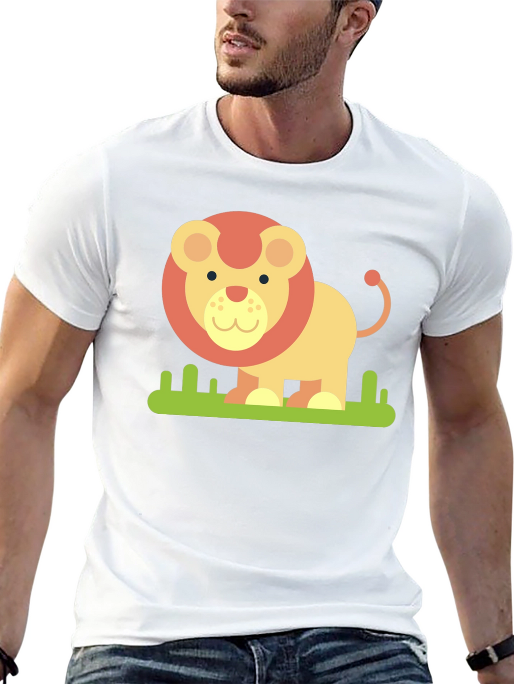Cute Cartoon Lion Graphic Tee - Black