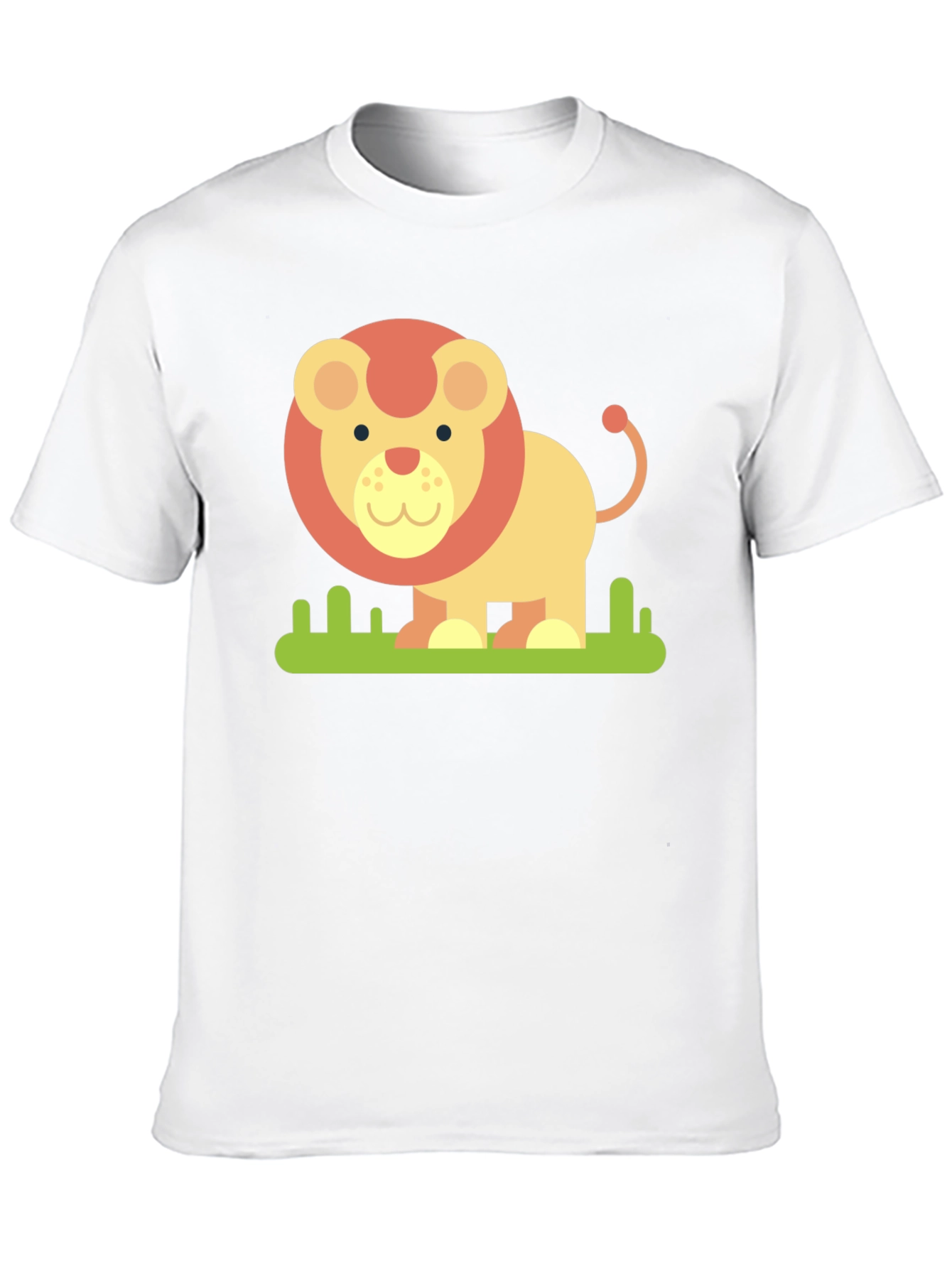 Cute Cartoon Lion Graphic Tee - Black