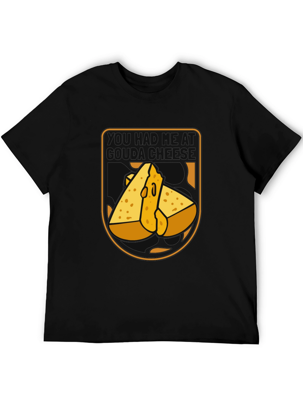 Funny Cheese Graphic Black T-Shirt