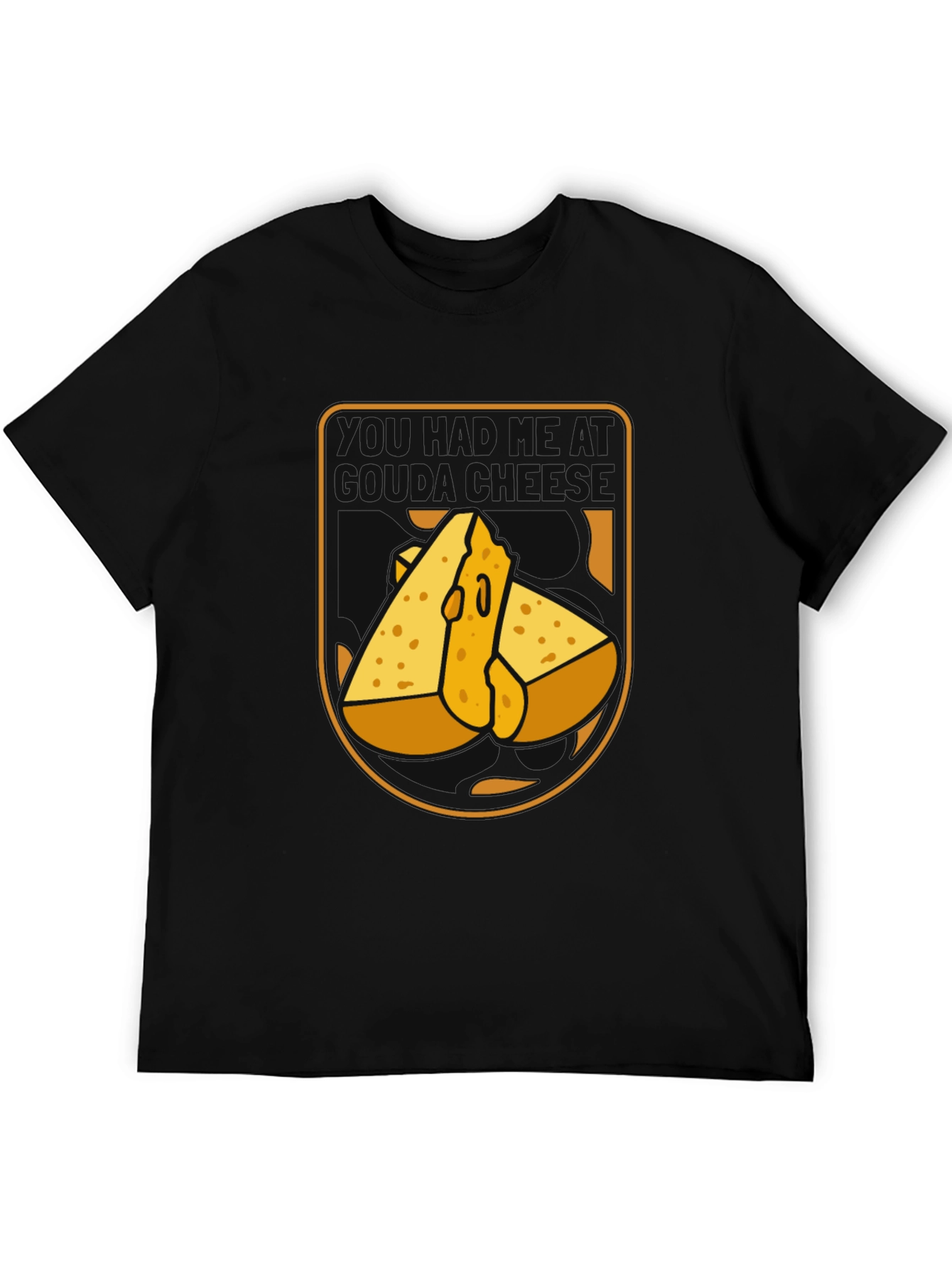 Funny Cheese Graphic Black T-Shirt