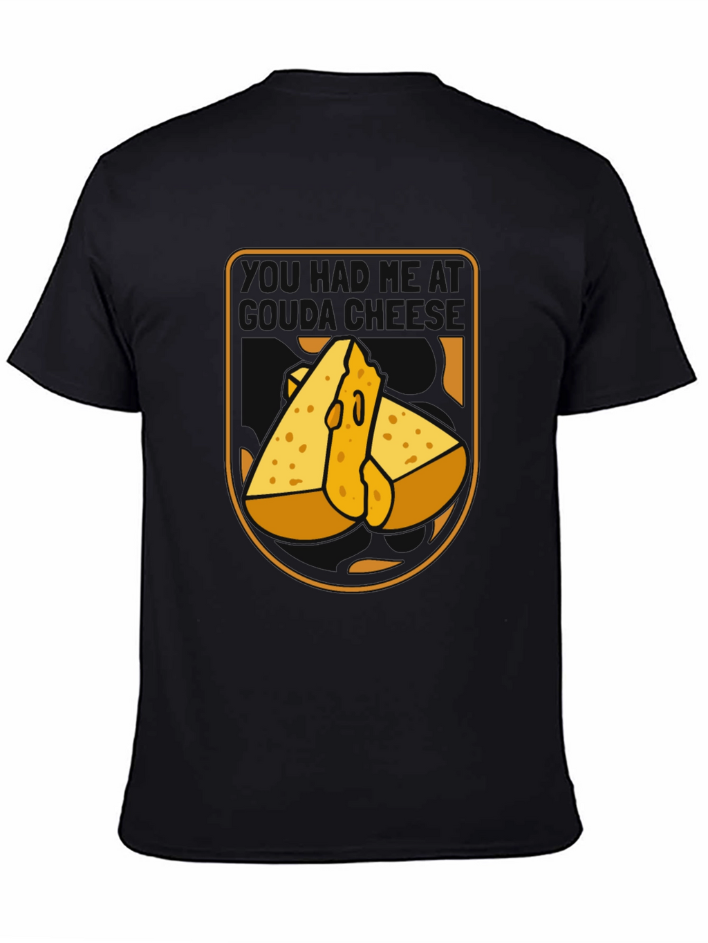 Funny Cheese Graphic Black T-Shirt