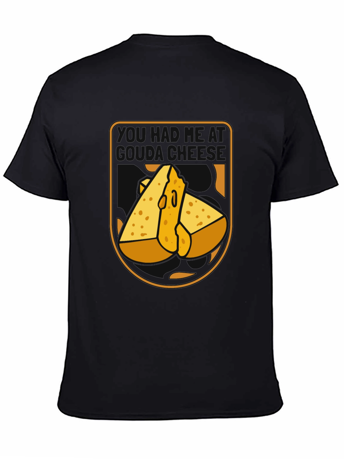 Funny Cheese Graphic Black T-Shirt