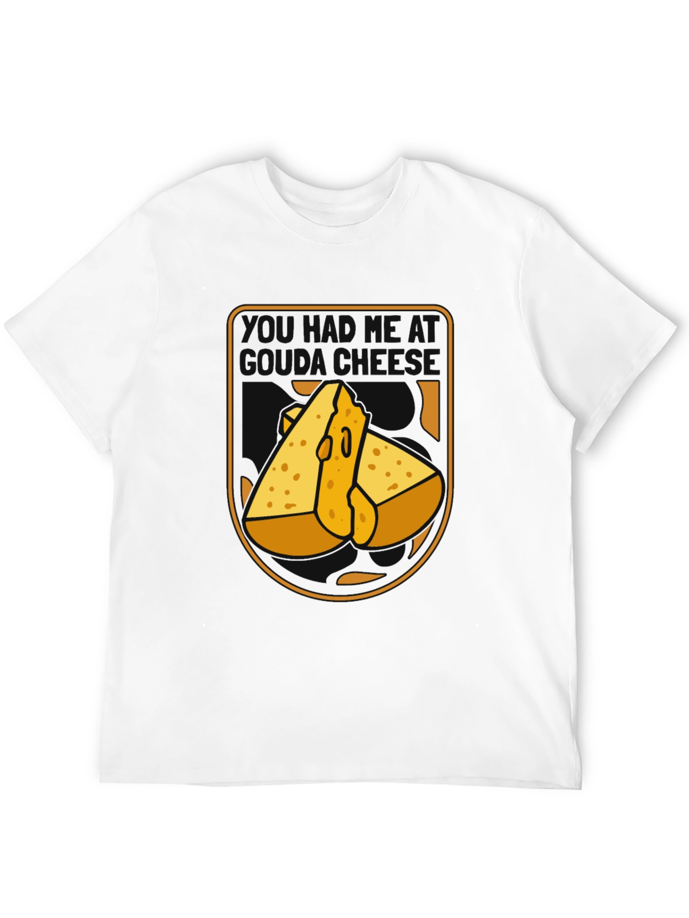Funny Cheese Graphic Black T-Shirt