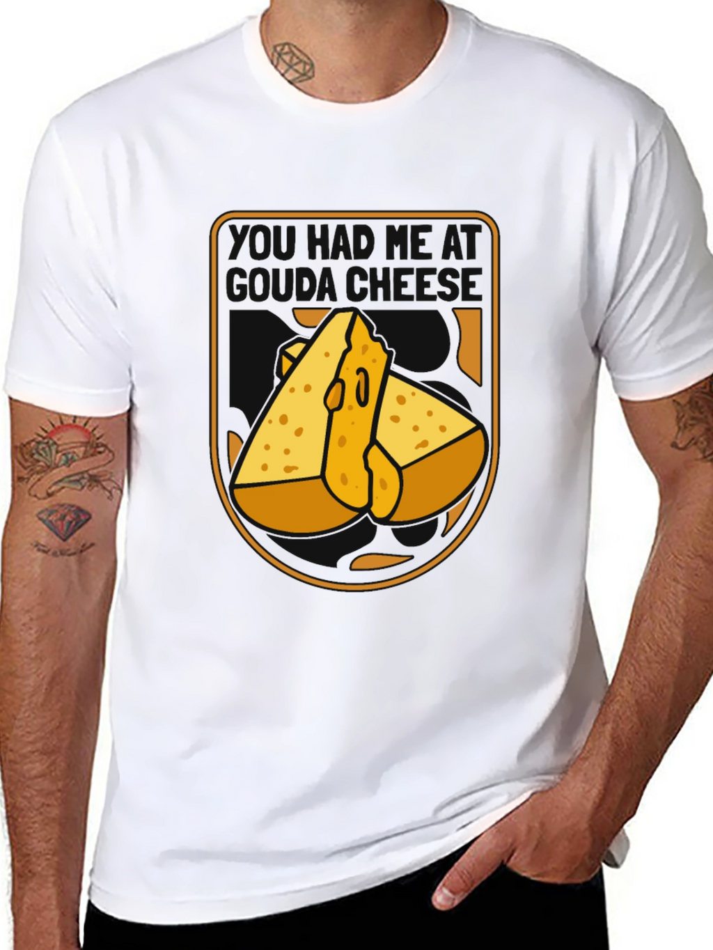 Funny Cheese Graphic Black T-Shirt