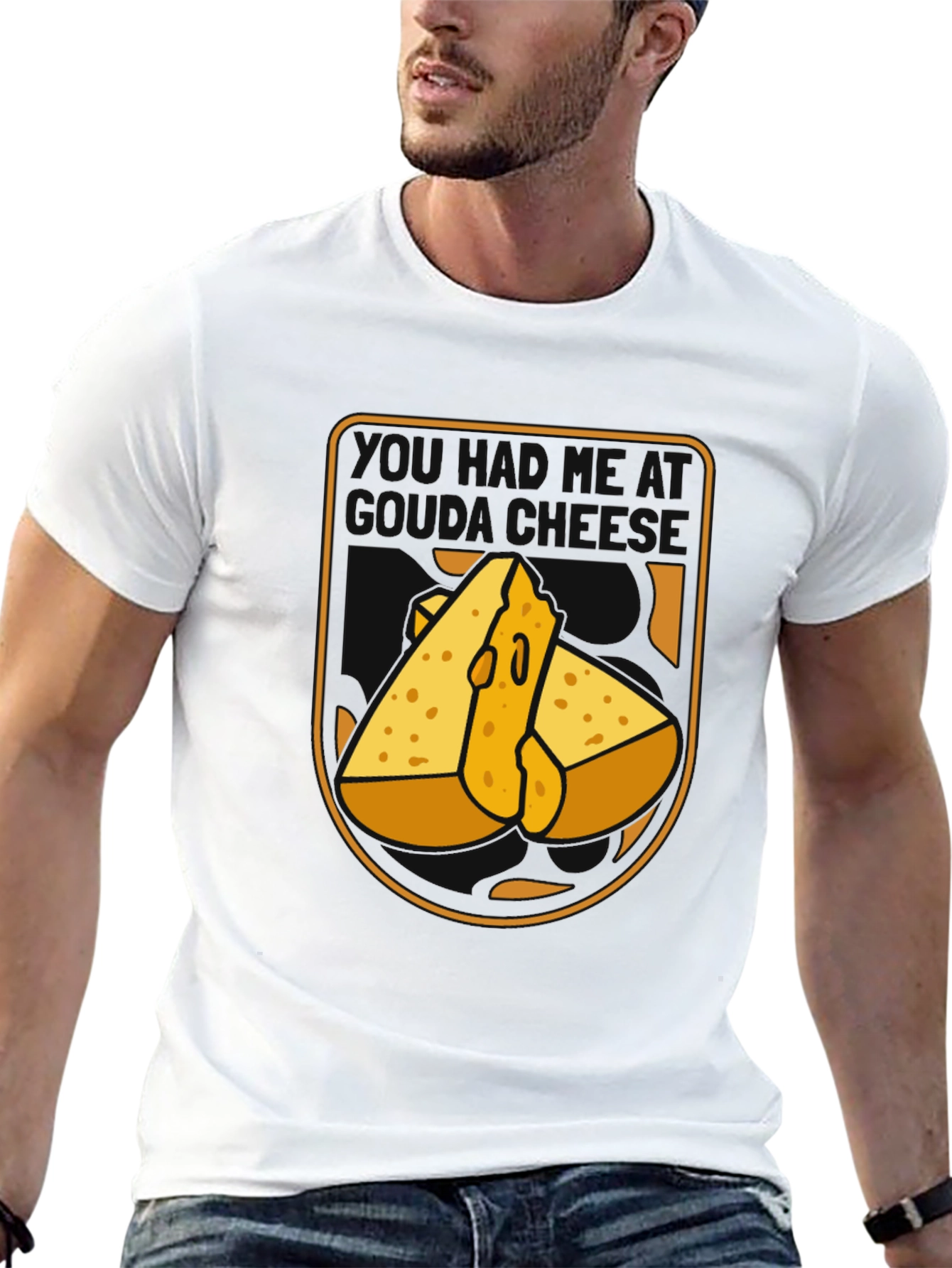 Funny Cheese Graphic Black T-Shirt