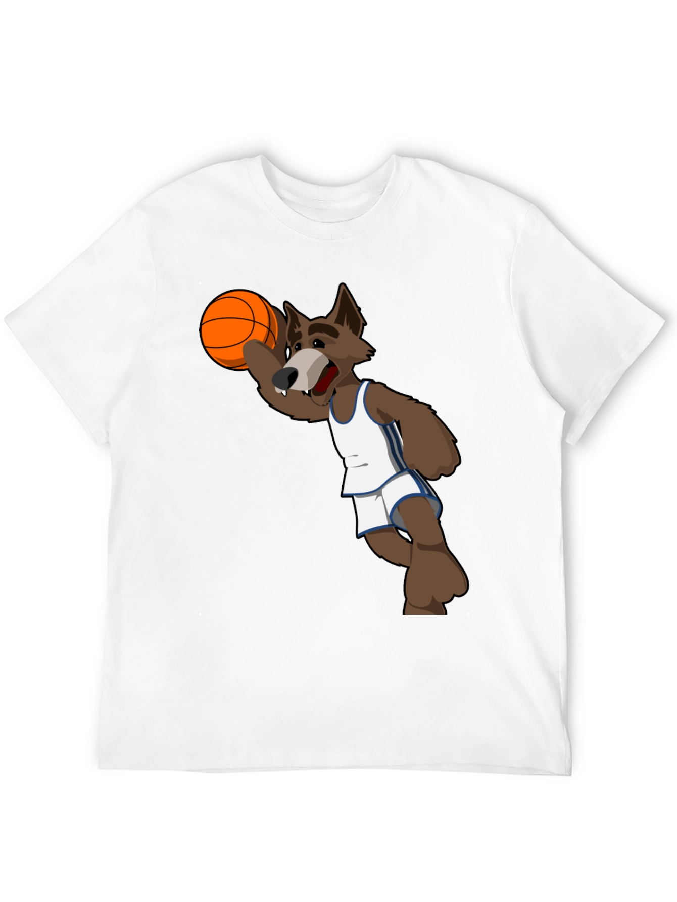 Cartoon Wolf Basketball Graphic T-Shirt