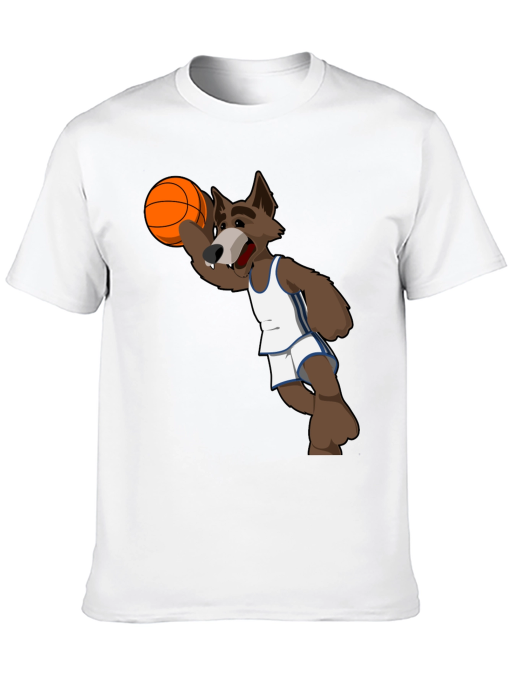 Cartoon Wolf Basketball Graphic T-Shirt