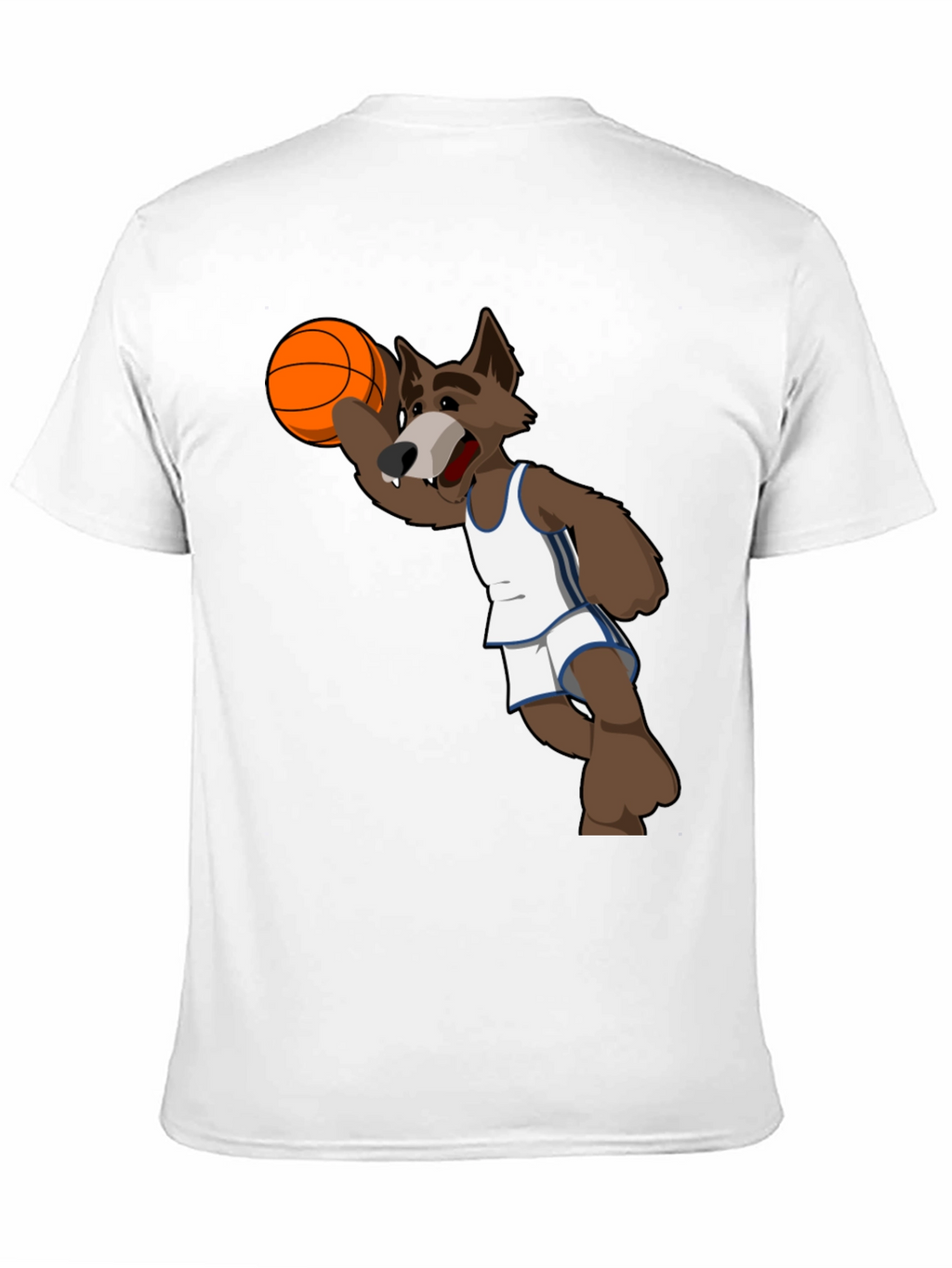 Cartoon Wolf Basketball Graphic T-Shirt