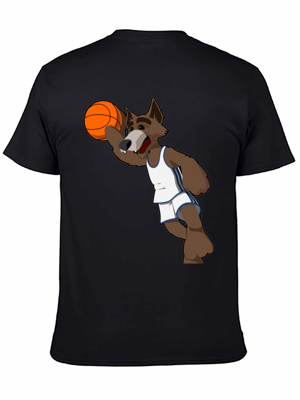 Cartoon Wolf Basketball Graphic T-Shirt