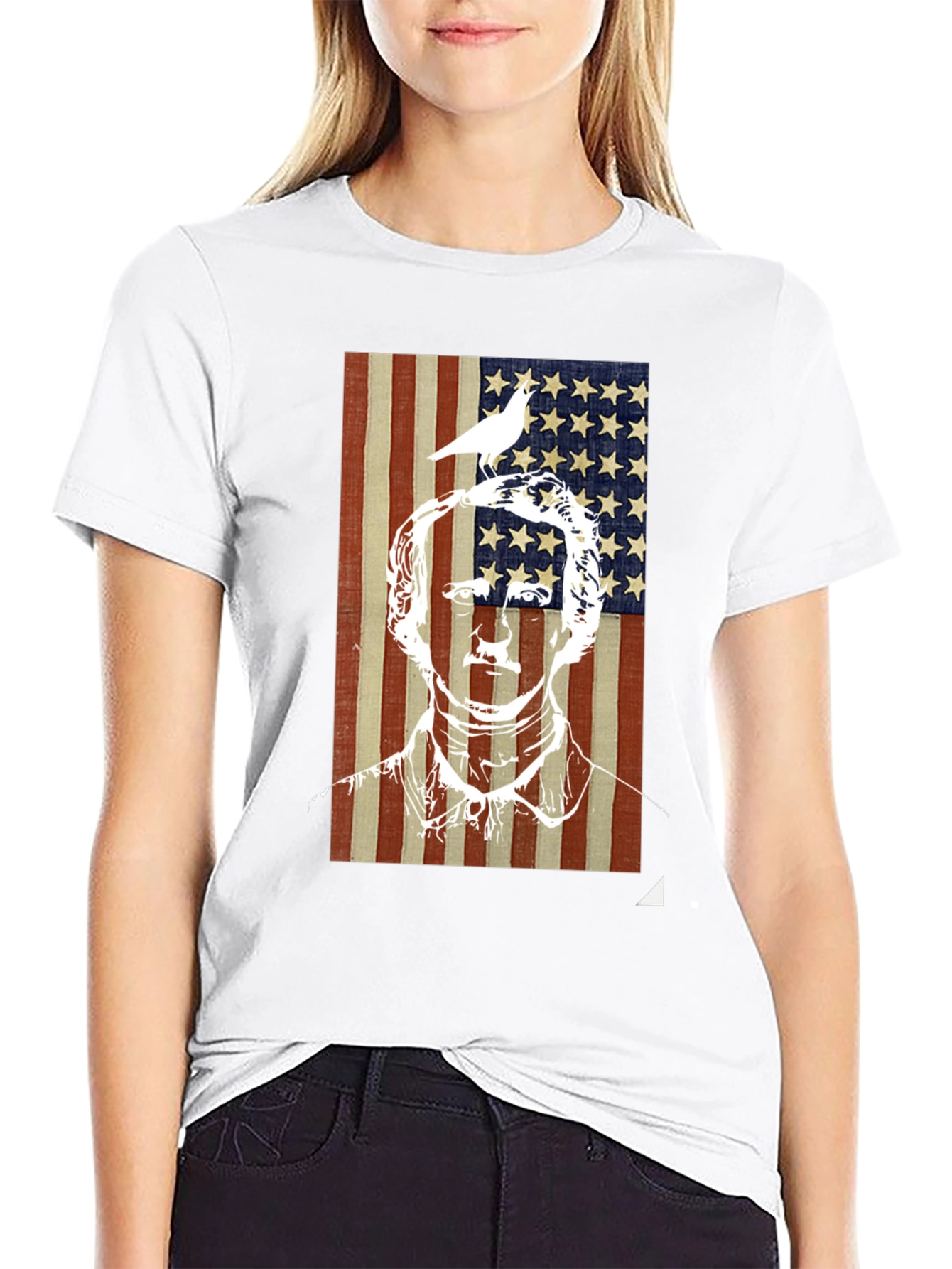 Patriotic Graphic Tee - US Flag with Bird