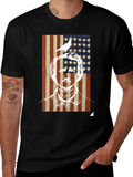 Patriotic Graphic Tee - US Flag with Bird