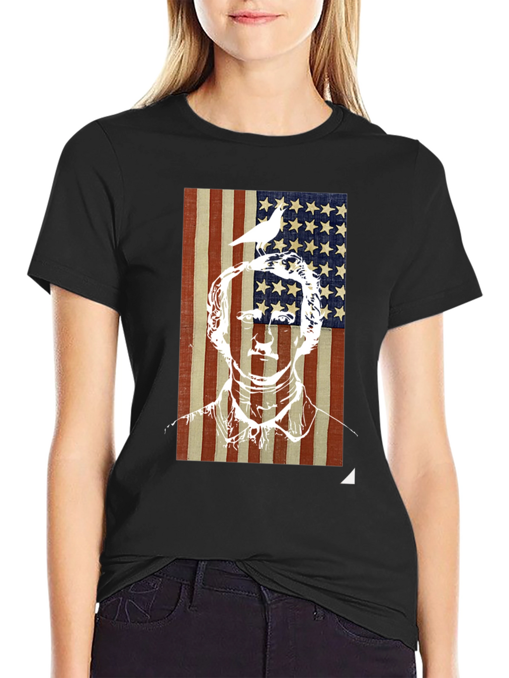 Patriotic Graphic Tee - US Flag with Bird